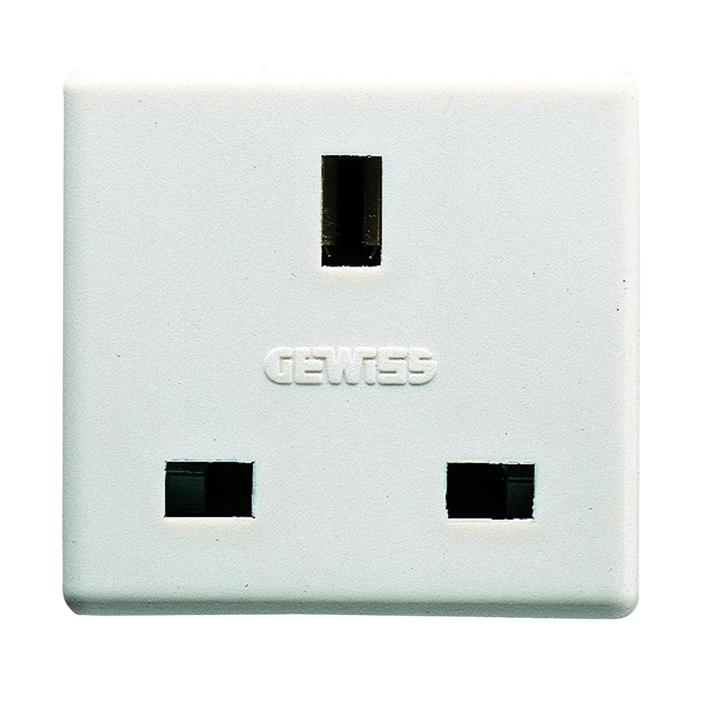 GEWISS GW20208 BRITISH SOCKET-OUTLET 250V ac - 2P+E 13A - 2 MODULES SYSTEM WHITE