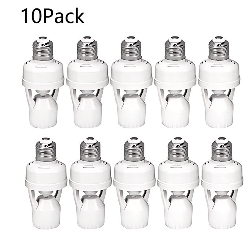 10-Pack E26/E27 Smart Motion Sensor Light Socket Adapter, Auto On/Off Screw-In