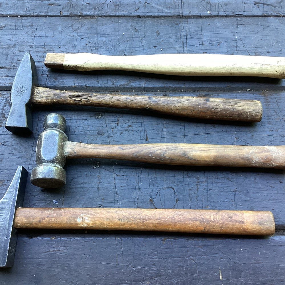 Group of three blacksmith forging & finishng hammers