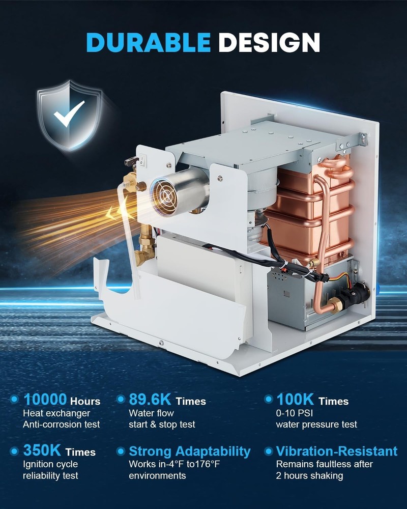 Kohree RV Tankless Water Heater, Upgraded 60,000 BTU RV Water Heater with 15 x 1