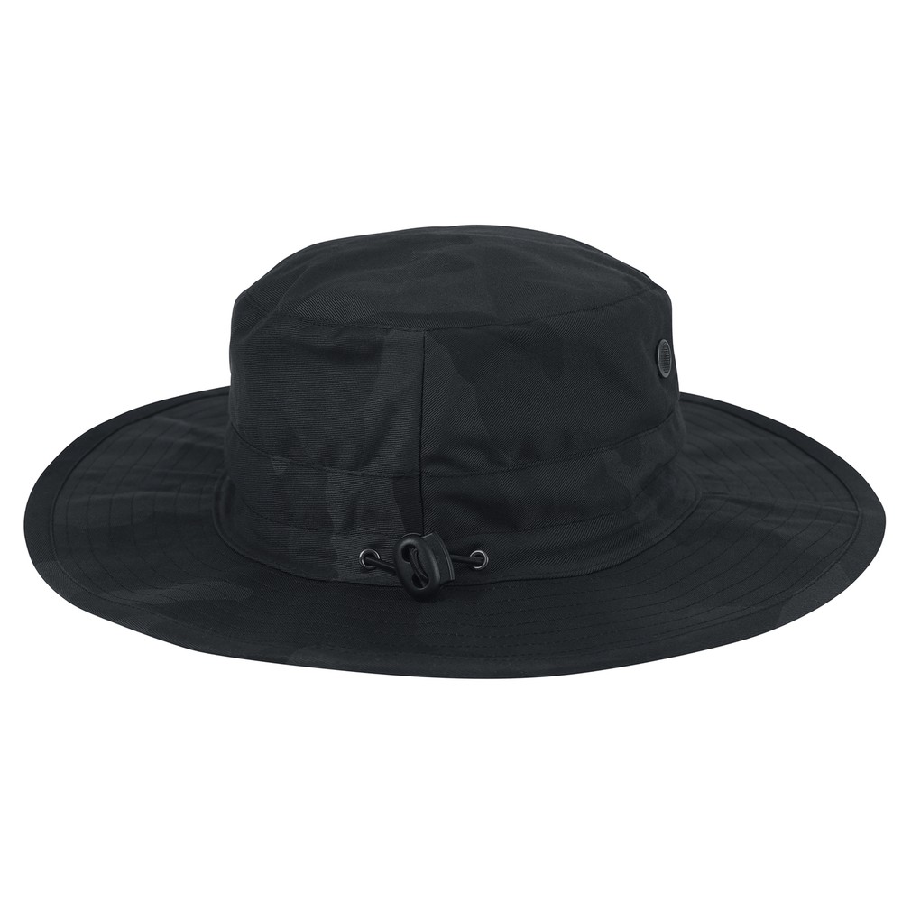 Midnight Black Camo Boonie Hat With Adjustable Chin Strap