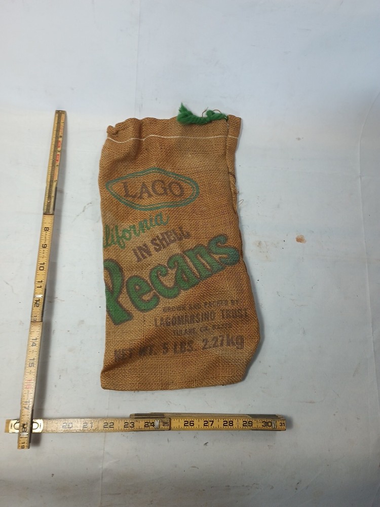 Vintage Advertising Burlap Bag EMPTY Pecans Falcon Used Very Nice G94