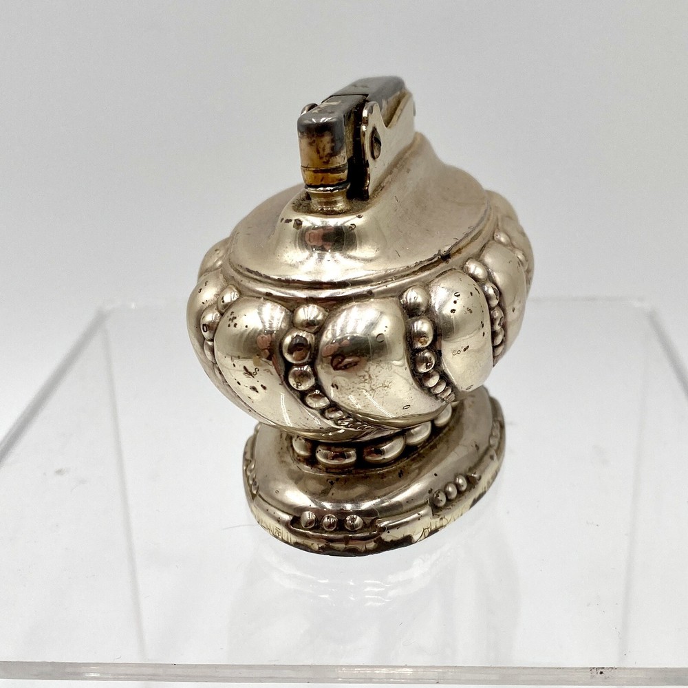 1950s Vintage Ronson “CROWN” Silver-Plated Table Lighter Instructions & Box