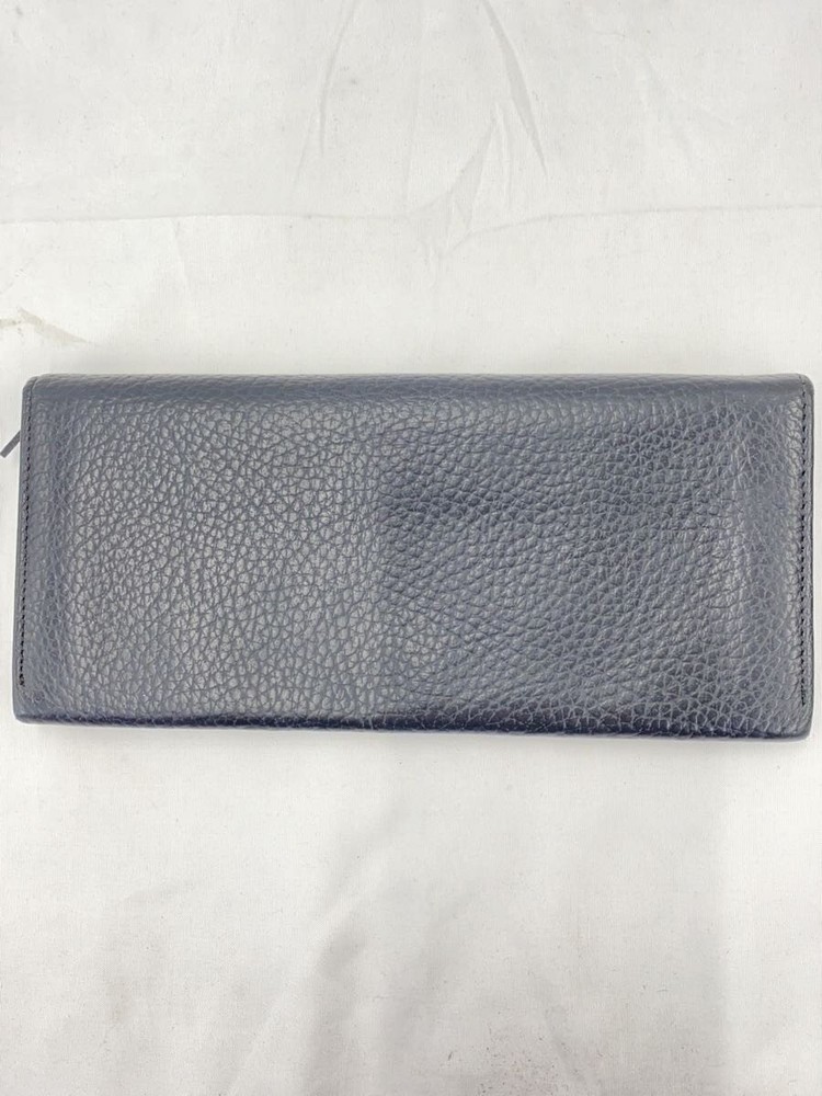 dunhill long wallet leather black plain men's