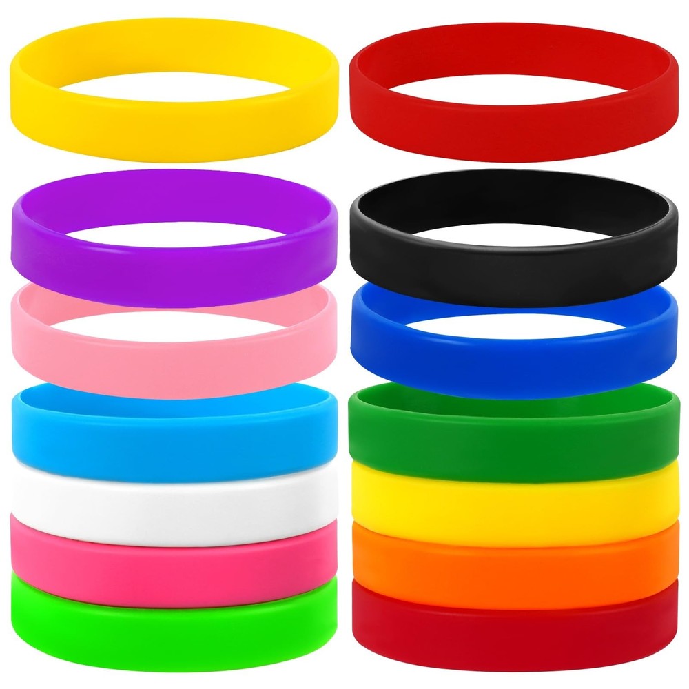 JUNEBRUSHS 24 Pcs Rubber Bracelets, Assorted Color Regular, Multicolor