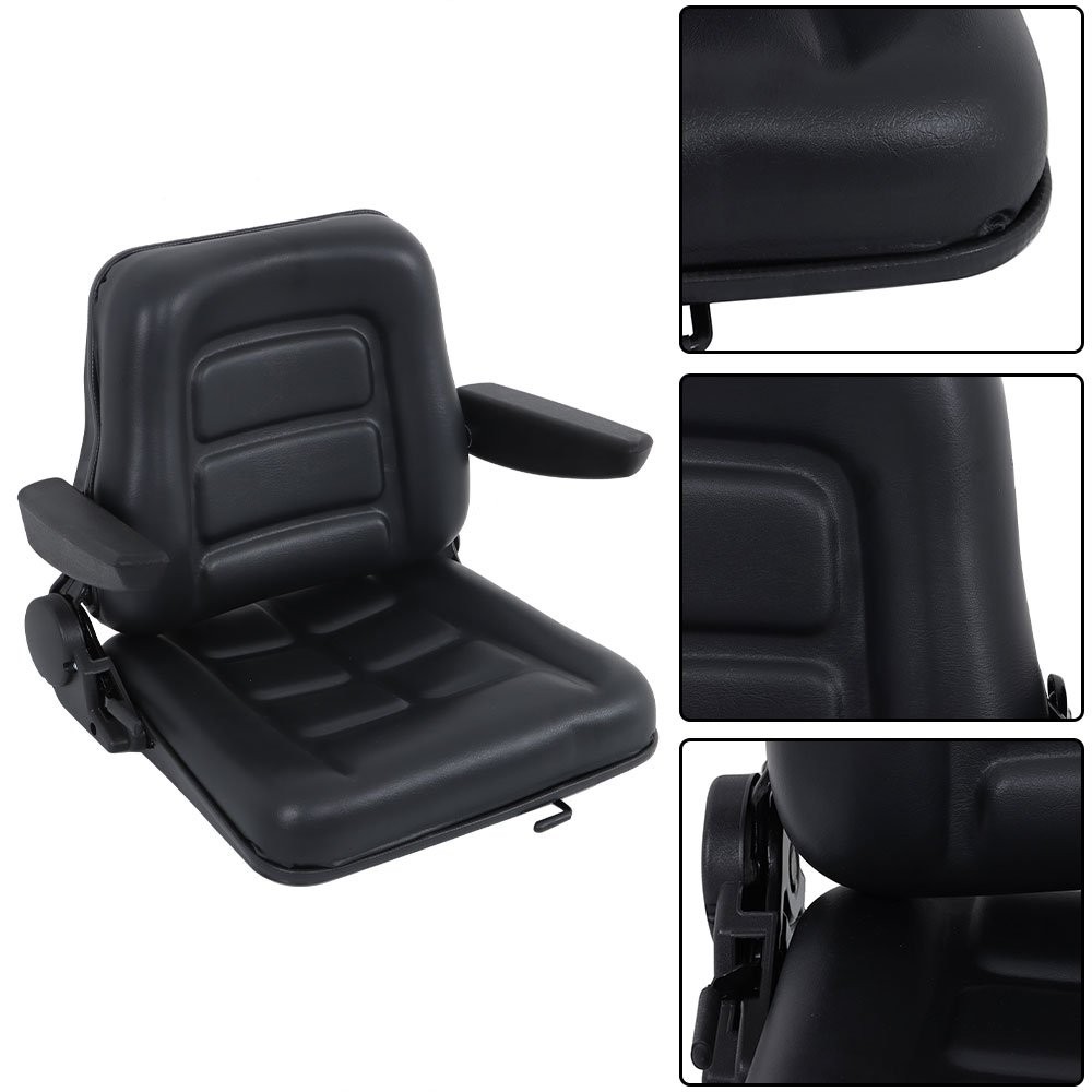 Universal Seat For Forklift Tractor W/Foldable Backrest Slide & Armrest