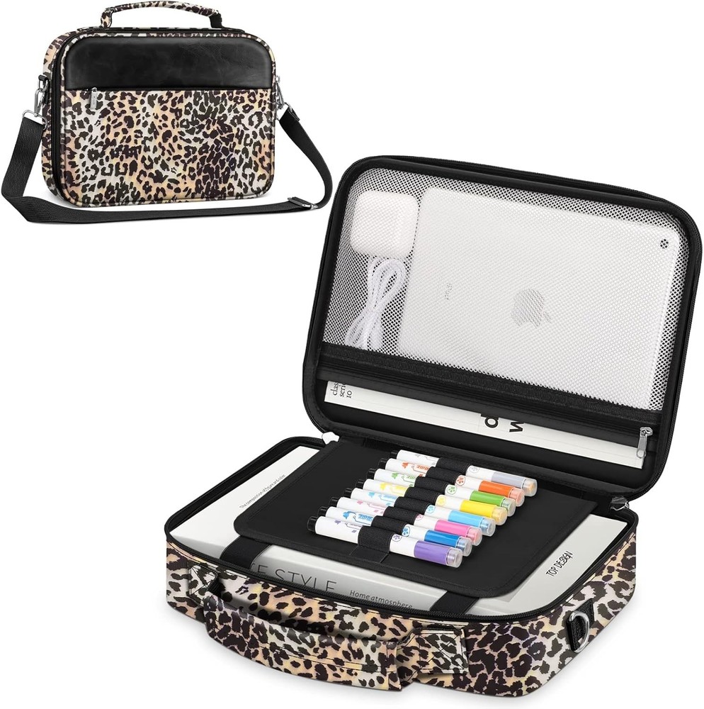 Leopard Large Bible Cover with Shoulder Strap & Organizer