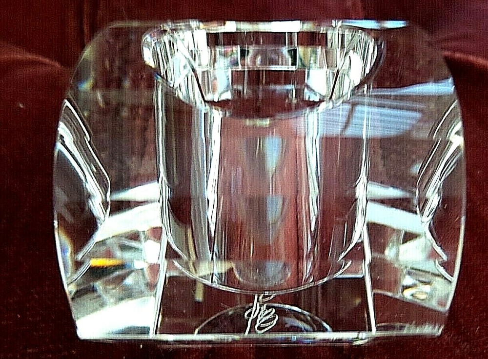 VINTAGE CRYSTAL BEVELED VOTIVE SIGNED OLEG CASSINI