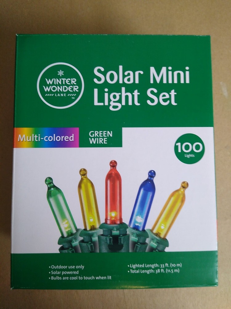 100 Solar Mini Ligh Set Multicolored Lights Green Wire