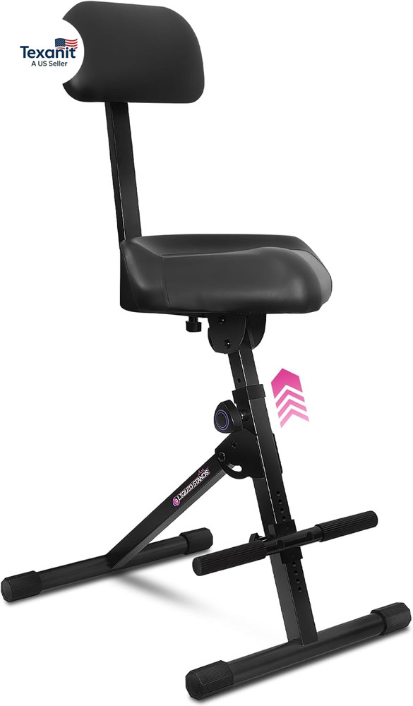 Guitar Stool Adjustable Stool - Standard Musician Drum Throne with Backrest - Gu