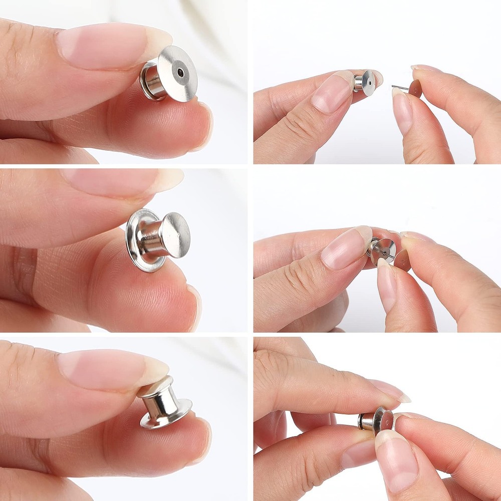 100 Pieces Metal Pin Backs Locking Pin Keepers Locking Clasp