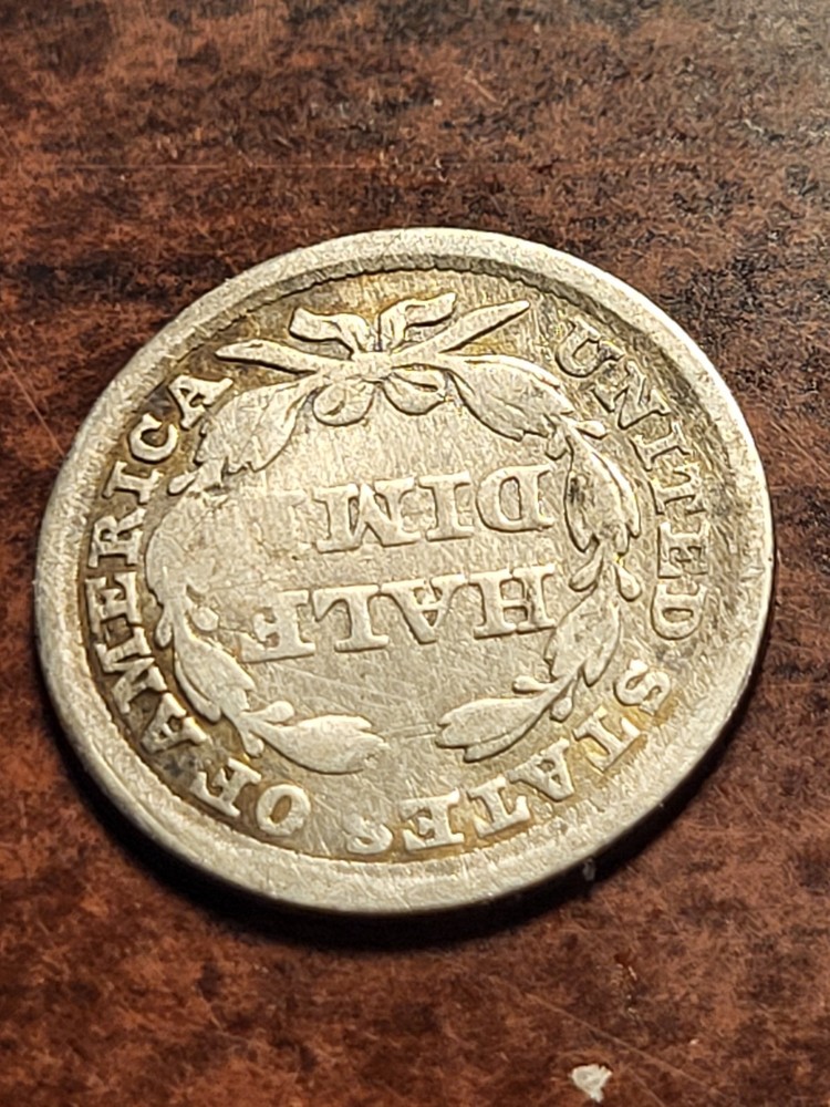 1857 Seated Liberty Silver Half Dime, rotated reverse inv02 d132