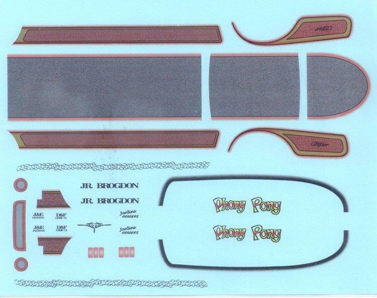 Yesteryear Phony Pony Mustang Drag waterslide decal