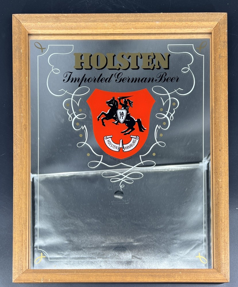 Vintage Holsten Imported German Man Cave Beer Mirror