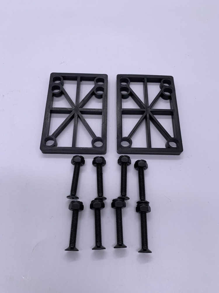 Skateboard Hardware Rubber Risers Pads + Screw Nuts Accessories Set Black