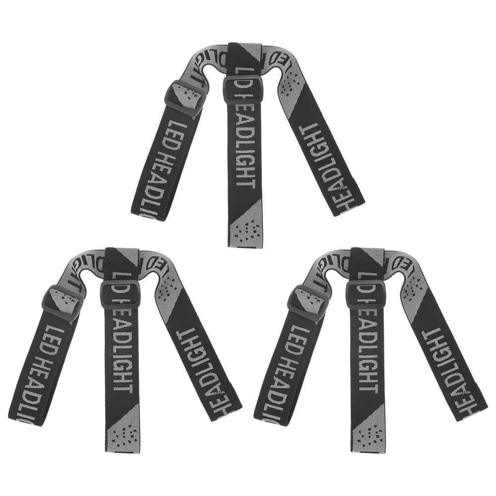 3-Pack Headlamp Strap Replacement Headband for Camping Black Gray