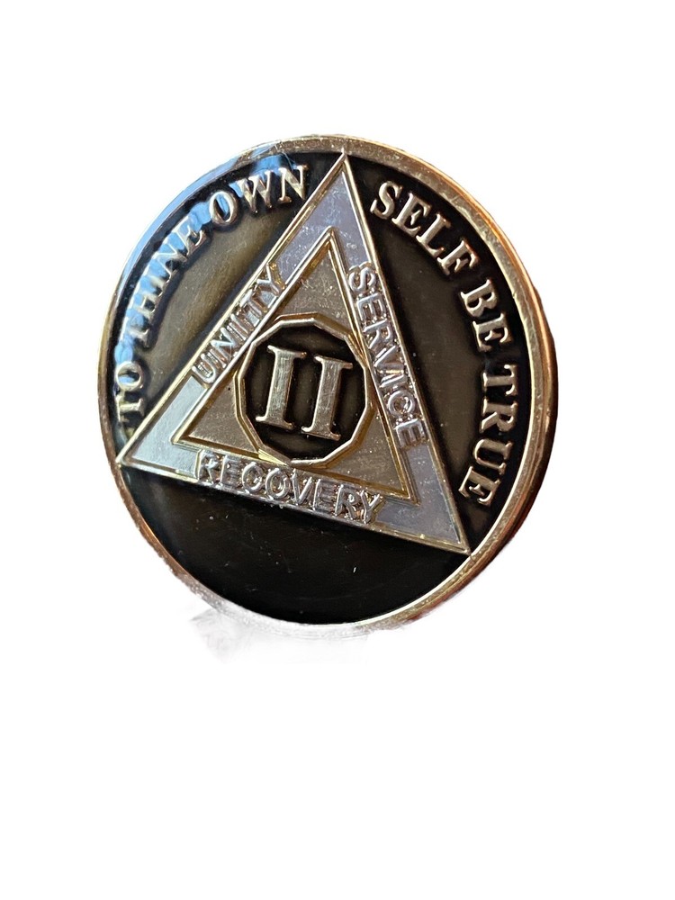 2 Year AA Medallion Translucent Black Tri-plate Sobriety Chip