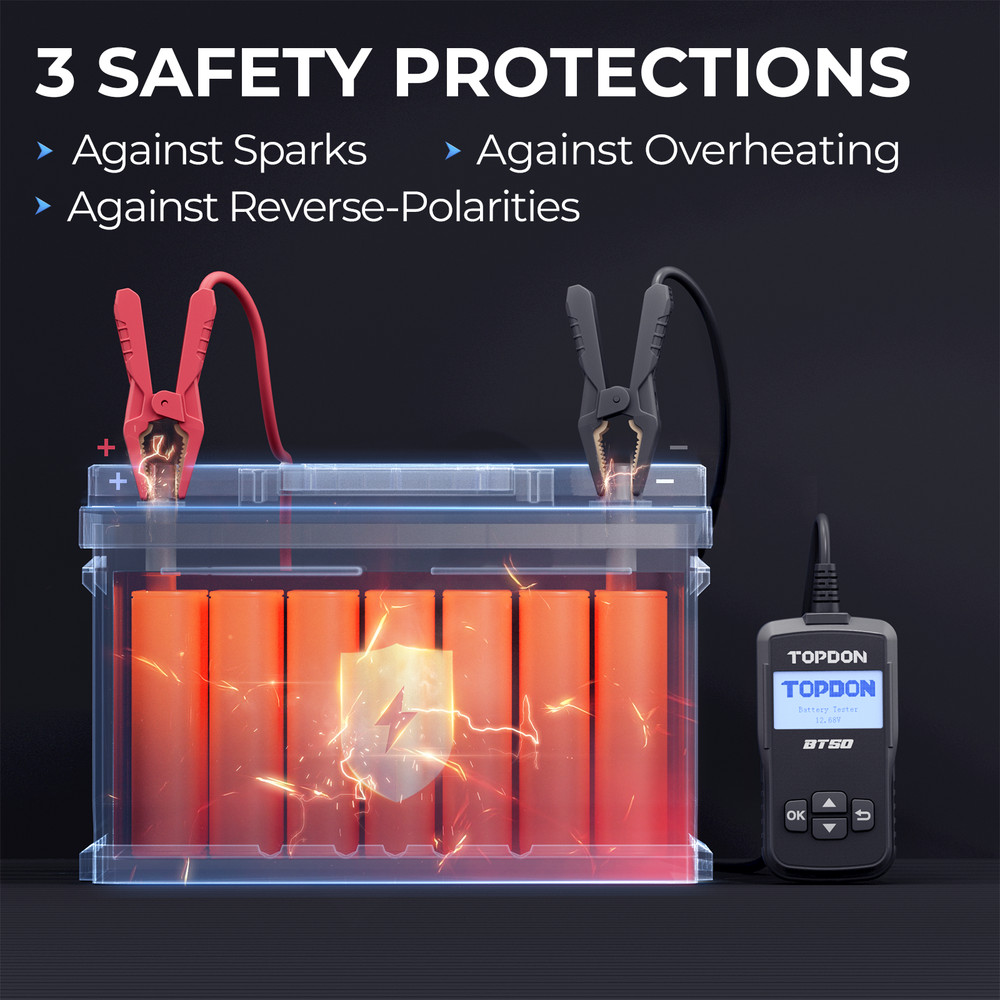 TOPDON BT50 Car Battery Tester Electrical System Diagnostic & Analysis Tool