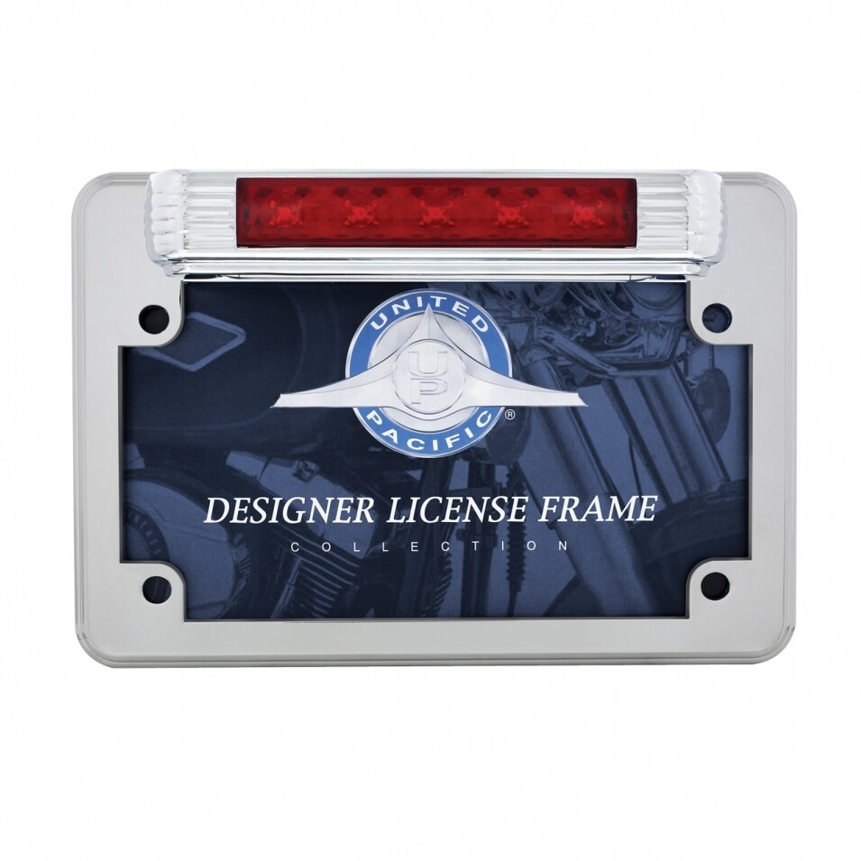 5 Red LED Motorcycle License Plate Frame - 3rd Brake Light