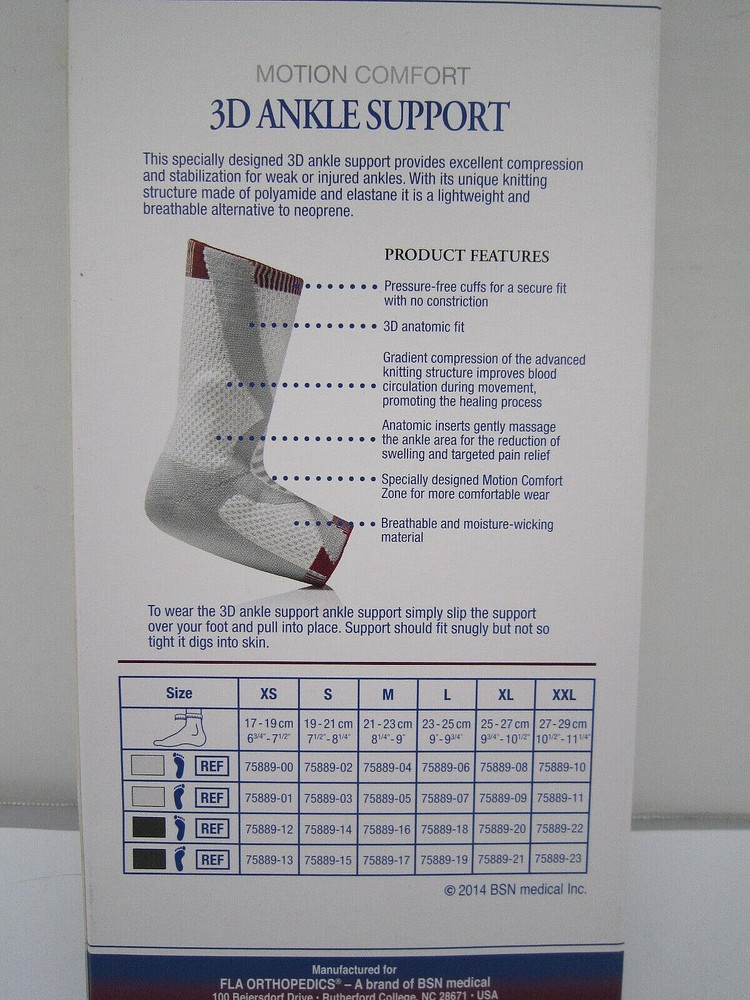 FLA Prolite 3D Ankle Support Braces White/Gray {Pick Size & side}