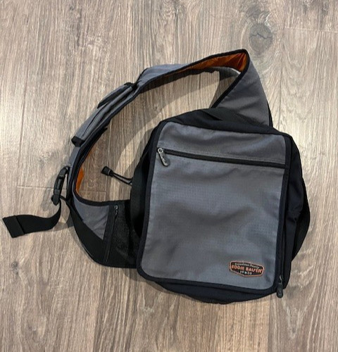 Eddie Bauer 9647 canvas shoulder bag sling grey black