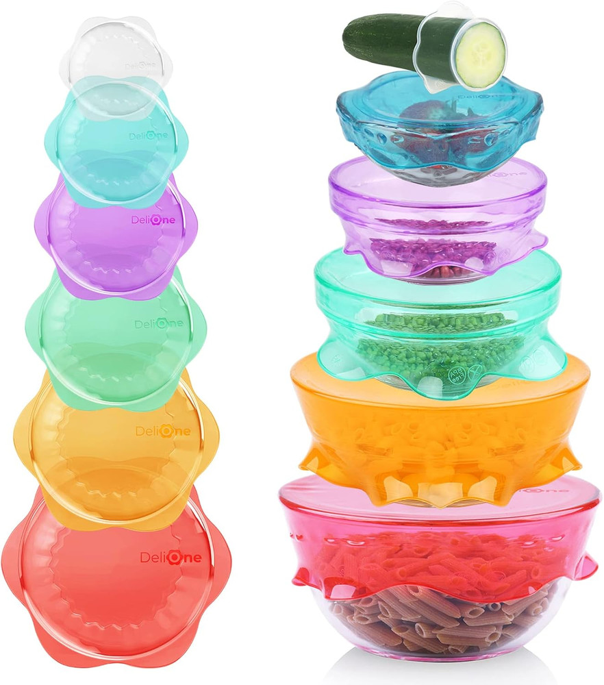 Silicone Stretch Lids for Kitchen Food Storage – Durable,Reusable + Expandable B