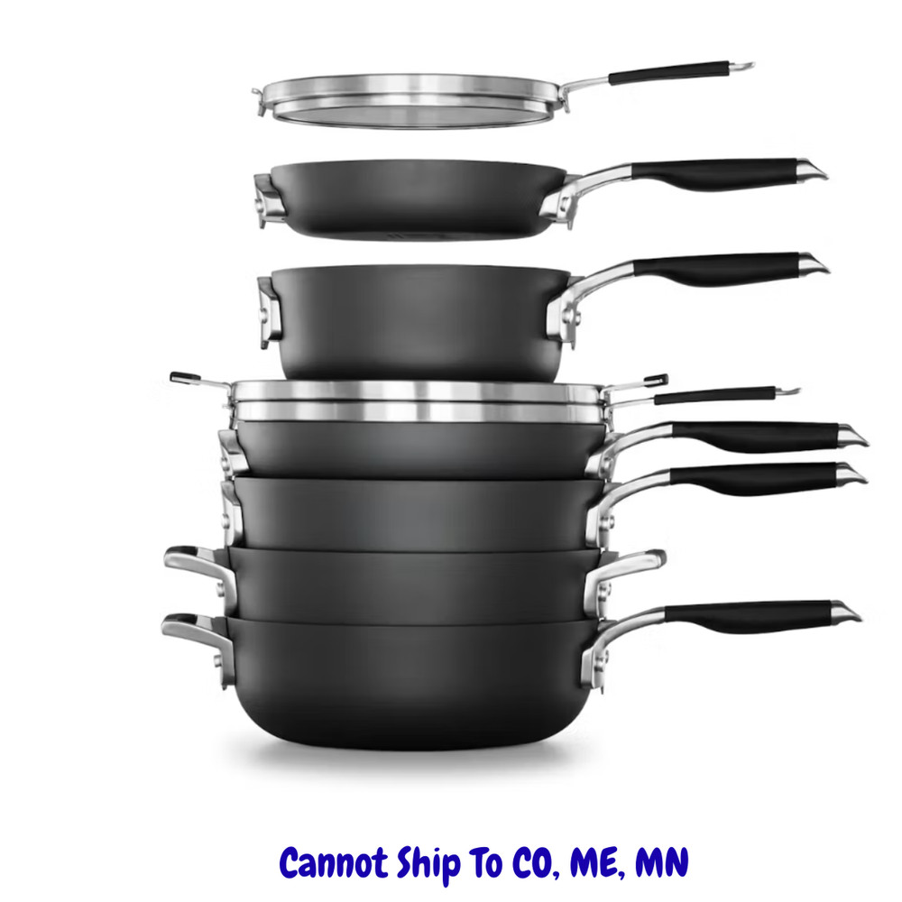 Select by Calphalon Space-Saving Hard-Anodized Nonstick 9-Piece Cookware Set, Sa