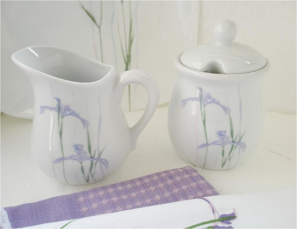 ❤️ NIB CORELLE Coordinates SHADOW IRIS CREAM & SUGAR BOWL Set Porcelain