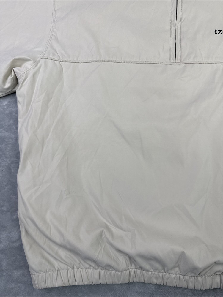 IZOD Pullover Windbreaker Mens L Short Sleeve Half Zip Performance Golf Beige