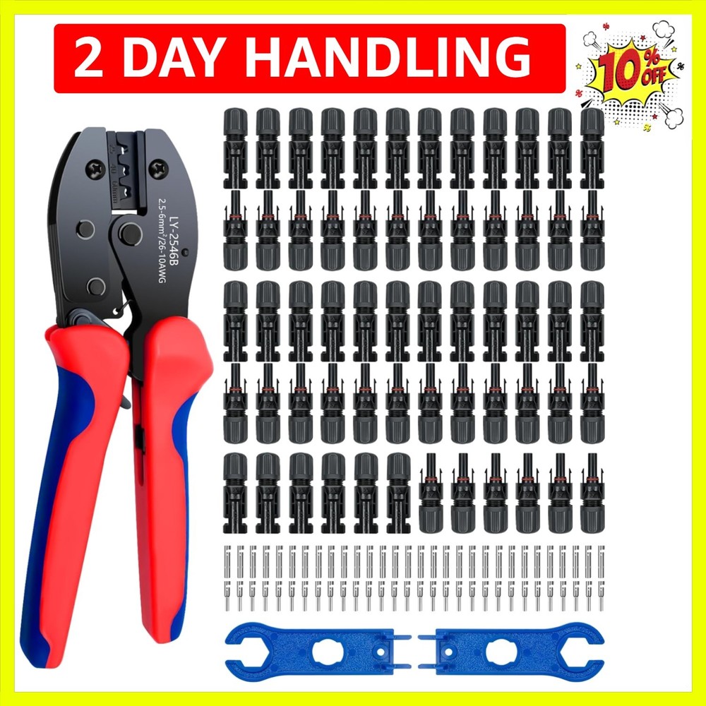 Solar Panel Connector, 60PCS Solar Crimper Tool Kit for Connecting Solar Pane...