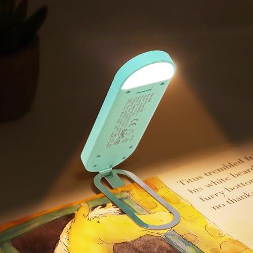 Book Light, USB Rechargeable Reading Light, Eye-Cared Amber Light Lake Blue
