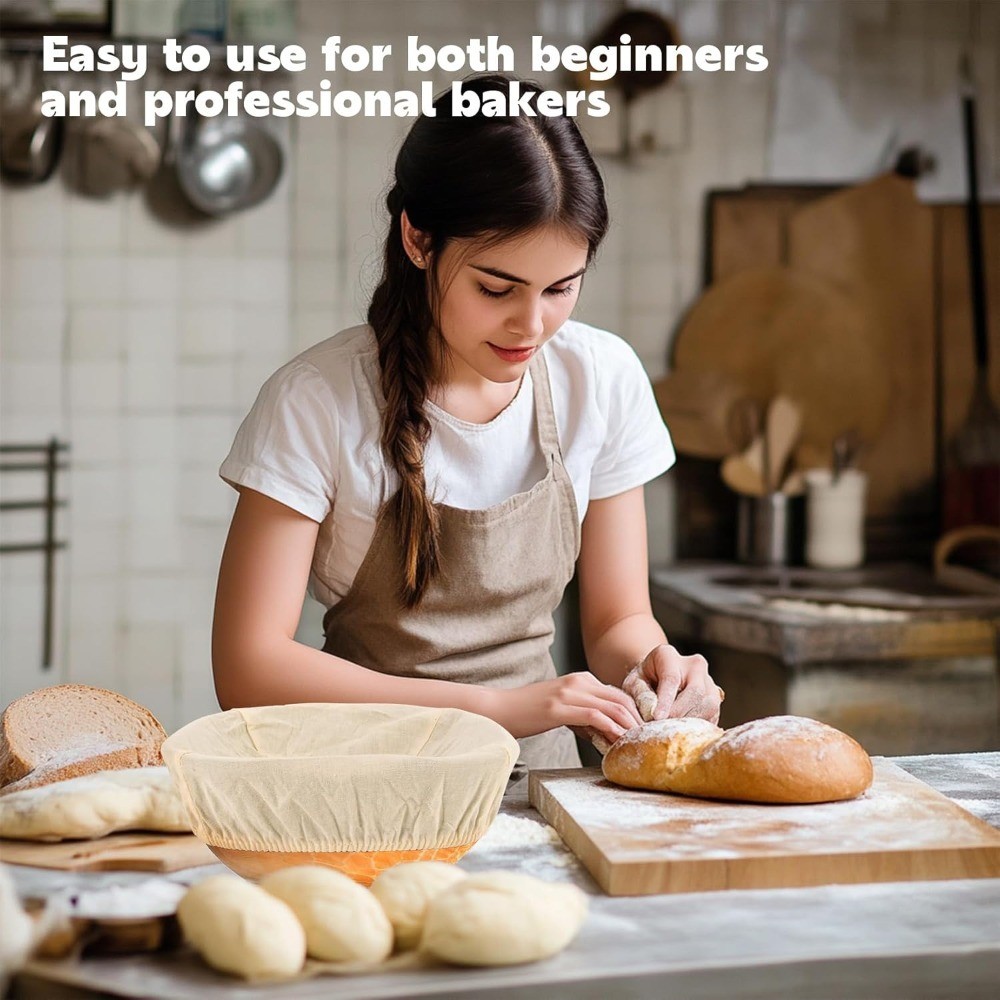 Reusable Elastic Banneton Liner Cloth Covers 2-Pack for Sourdough Bread Proofing