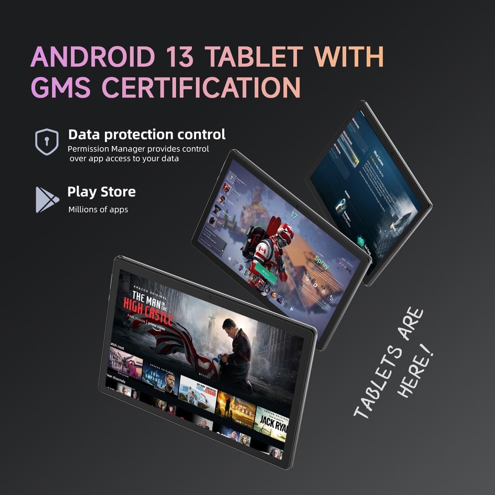 Tablet 10 inch Android 13 Tablets, 6GB RAM 64GB ROM, Quad-Core Processor, 128...