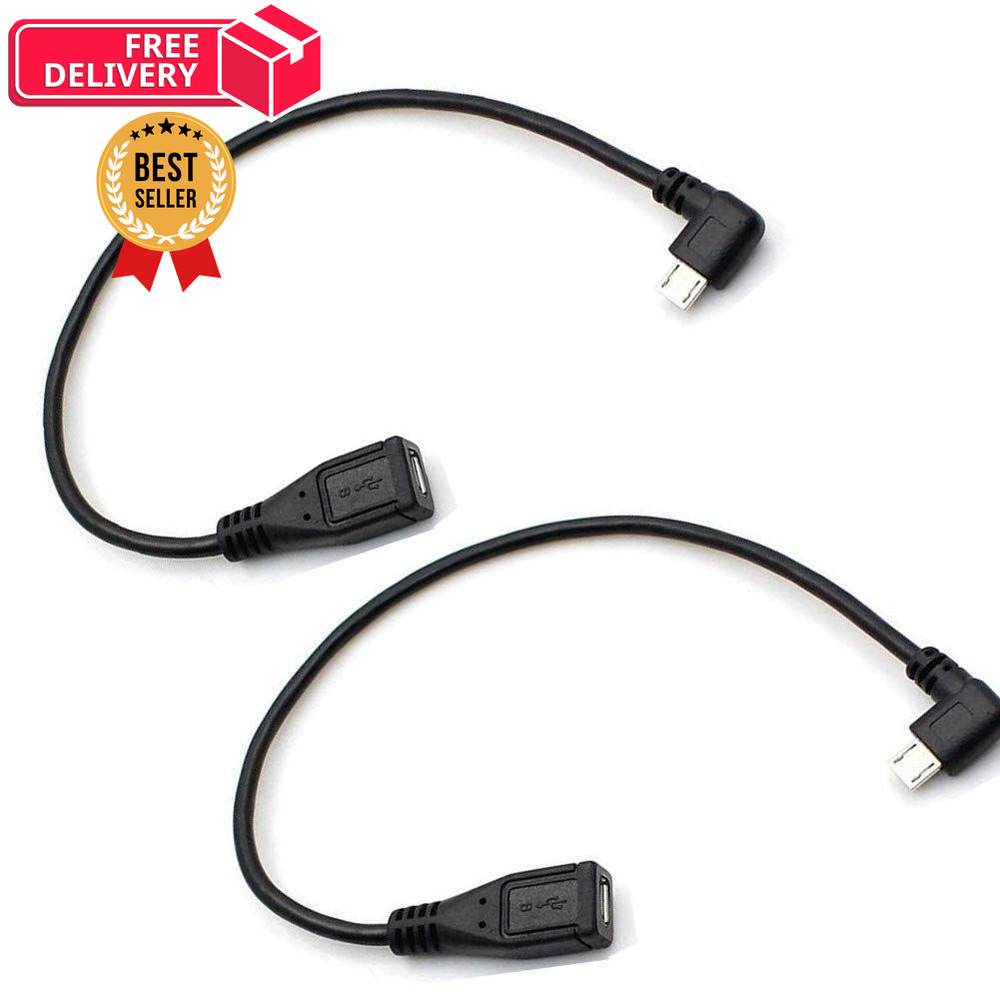 Micro USB Left Angle,Micro Extension Cable, 90 Degree 10 inches, Black