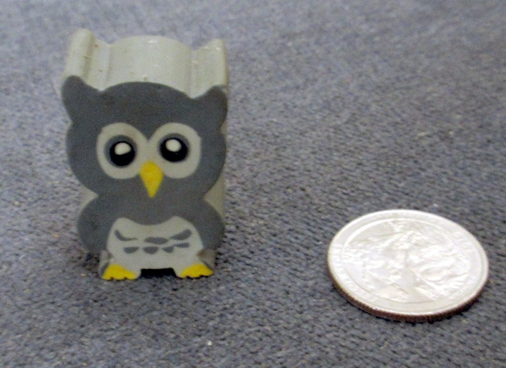2 Baier Schneider Rubber Owl Erasers - 1¼" tall