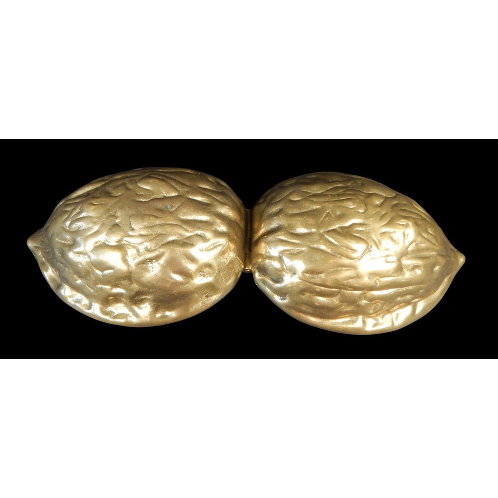 Vintage Heavy Brass Walnut Shaped Nutcracker