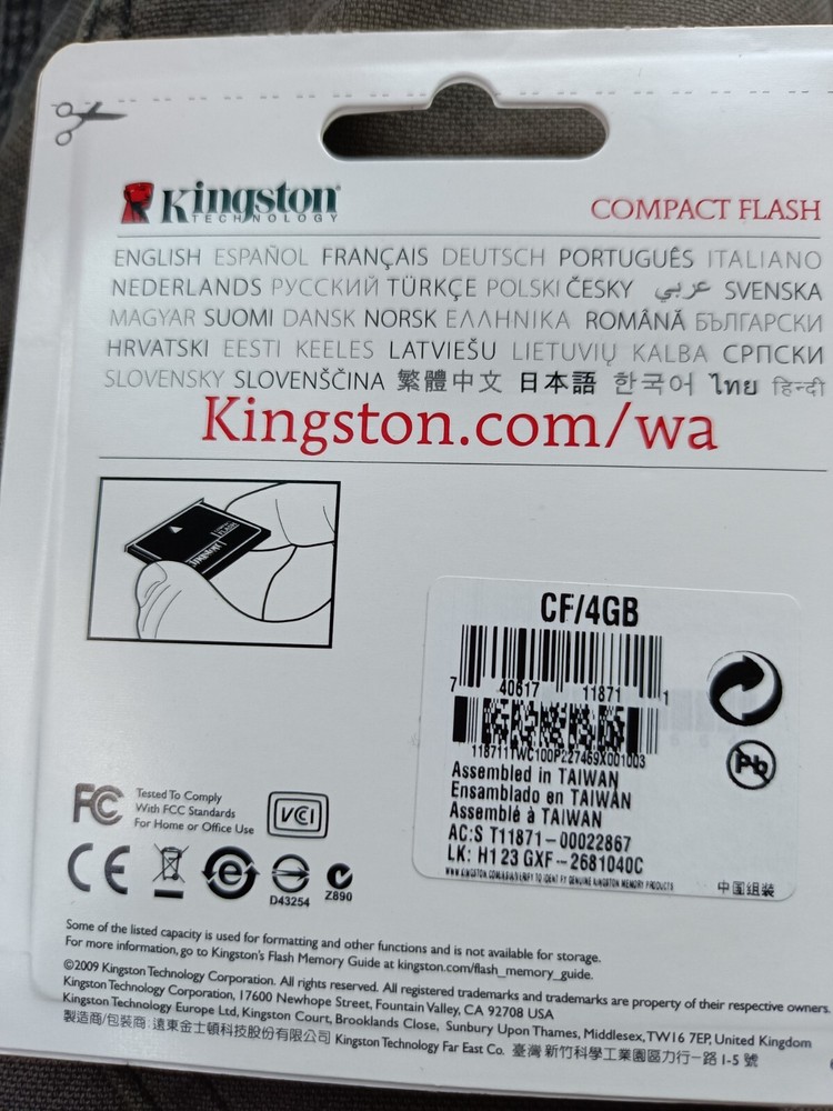KINGSTON 4GB COMPACT FLASH MEMORY CF CARD CF/4GB