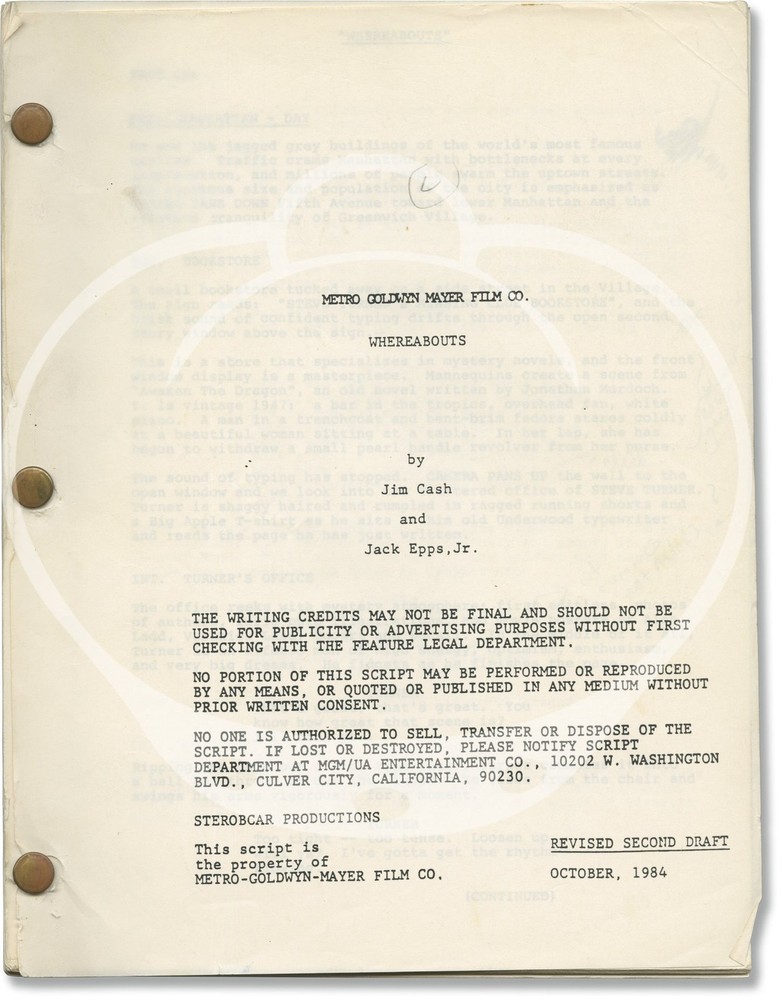 Peter Bogdanovich WHEREABOUTS Four original screenplays for an #153941