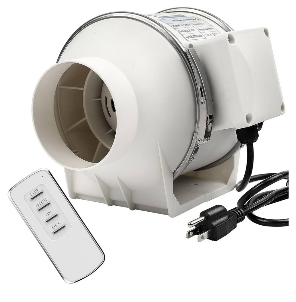Hon&guan 4” Inline exahust Fan With Control Remote, 260CFM