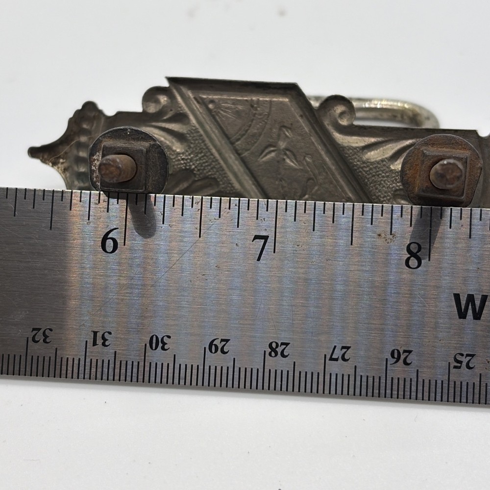 Antique 4” Single Drawer Pull Silver Tone Crane Embellishment (11)