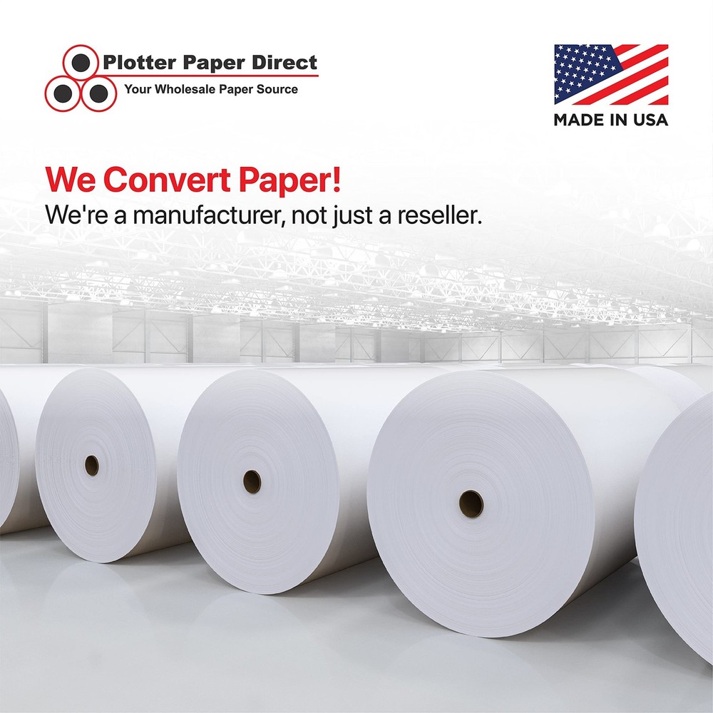 Plotter Paper Direct (20lb, Uncoated | 4 Rolls, 2" Core | 24 In x 150 Ft) for...