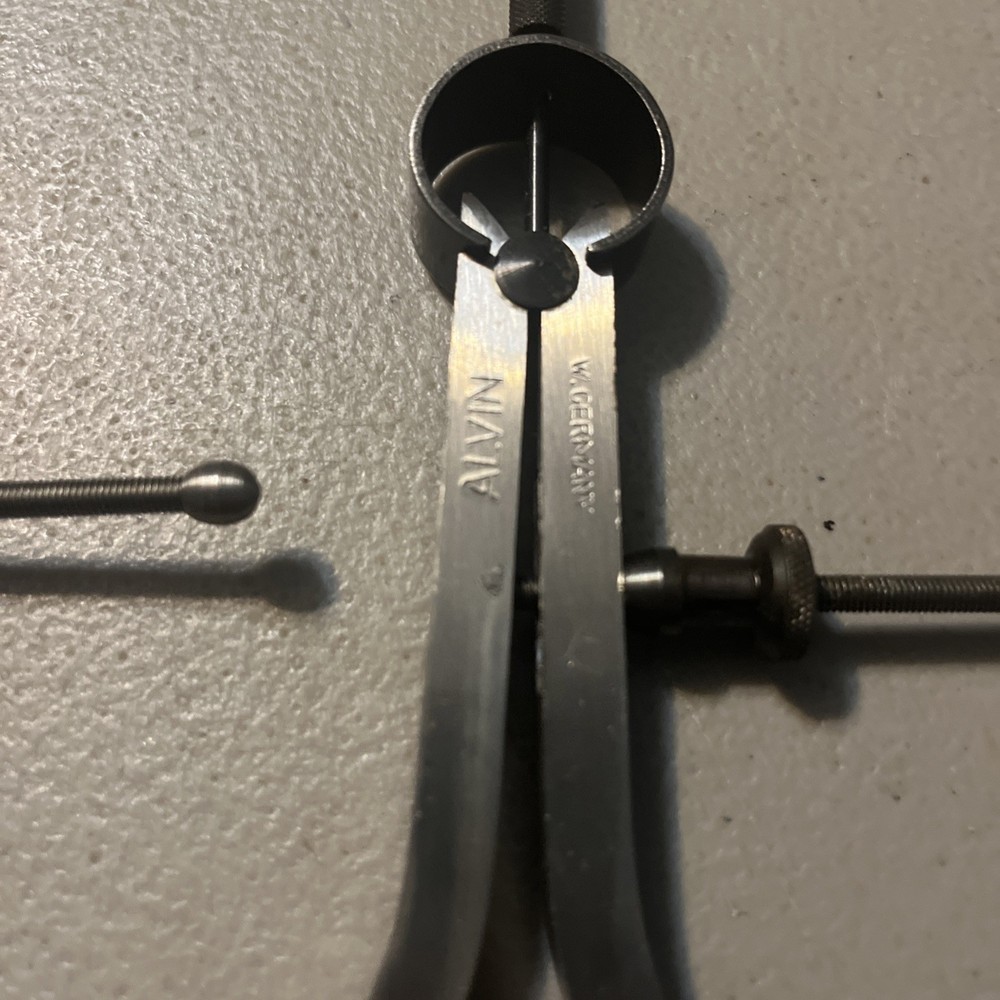Alvin Spring Type Caliper & Divider 6" Set. Solid Nut ,Flat Legs West Germany