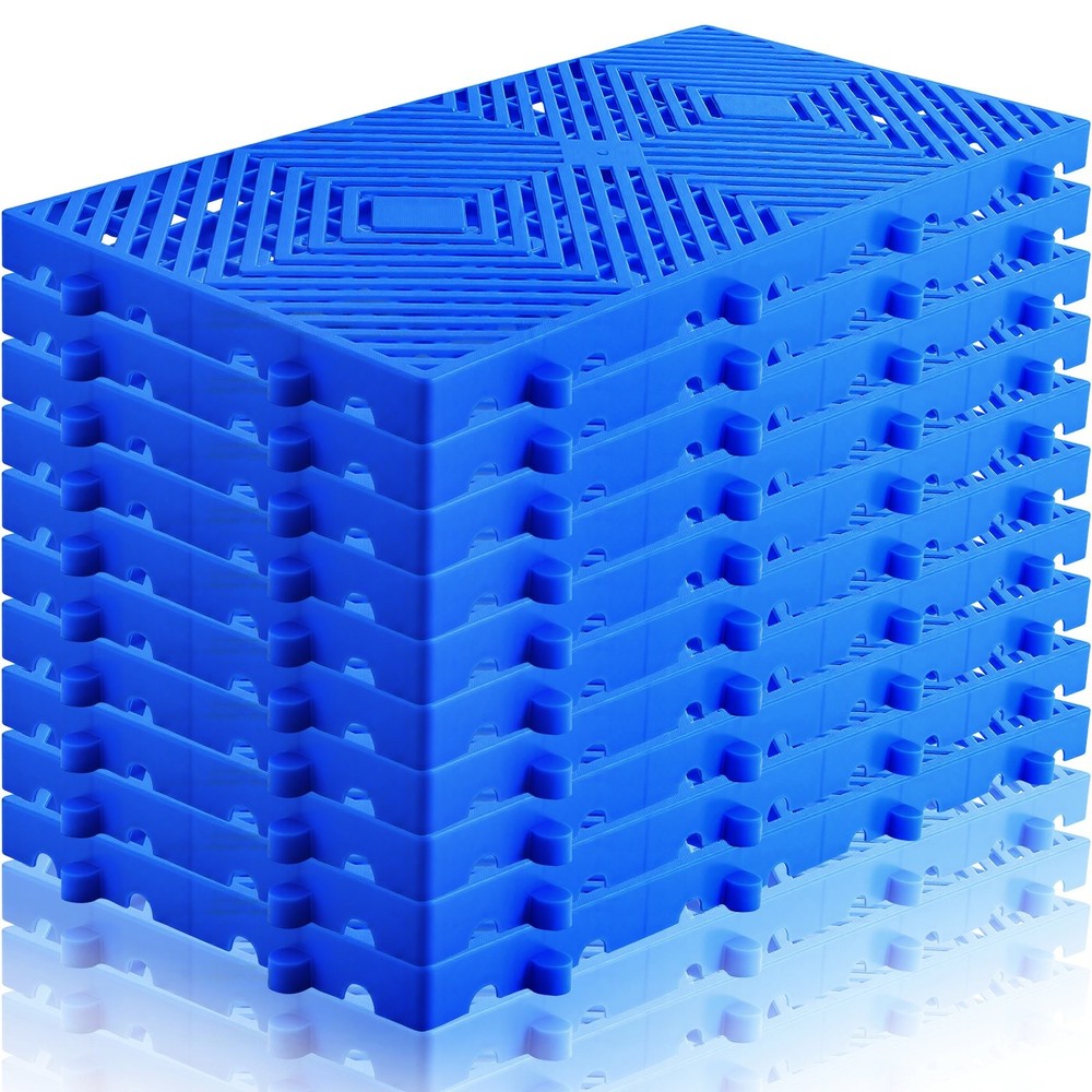 10Pcs Plastic Pallets For Basement Storage, HDPE Waterproof Grid Ventilation Gar