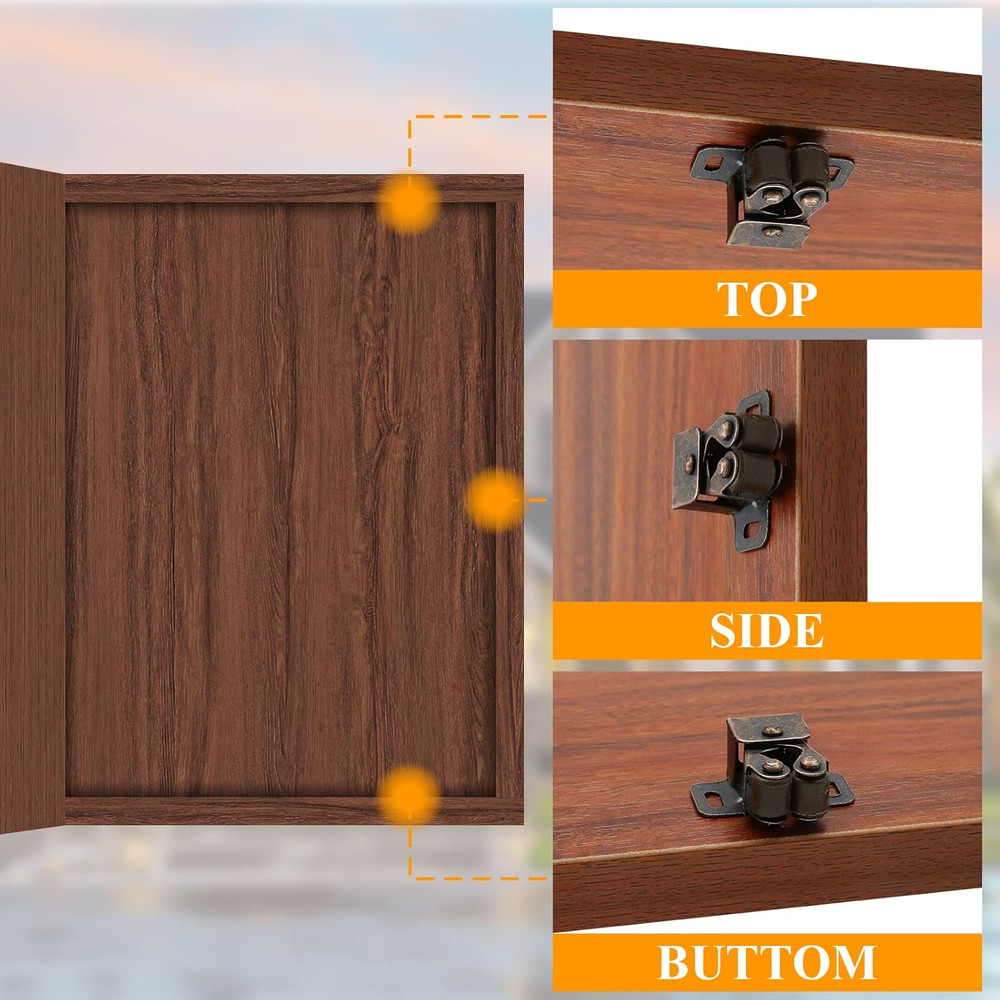 12 Pcs Double Roller Catch Cabinet Latches with Spear, Adjustable Catch Hardware