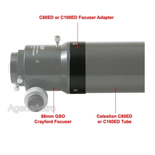GSO Crayford Focuser Adapter for Celestron C80ED Refractor