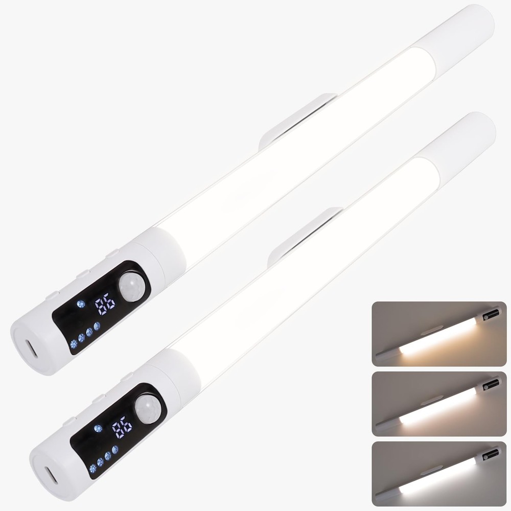 15.2" 2 Pack Motion Under Cabinet Lighting with Digital Display, 4 Brightness...