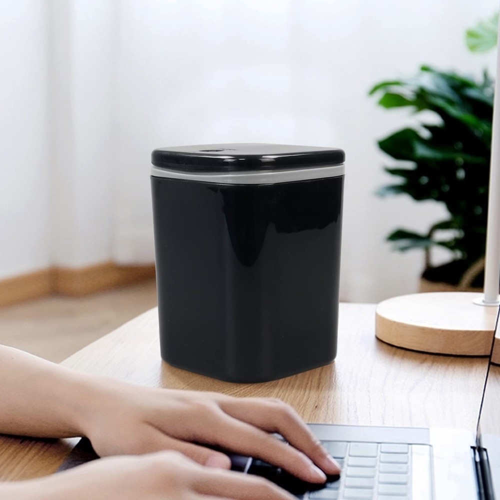 Zopnny Plastic 0.5 Gallon Tiny Trash Can, Desktop Mini Waste Bin, Black
