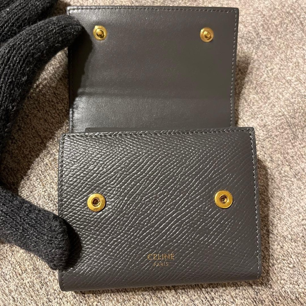 CELINE Small Tri fold Wallet Gray From Japan