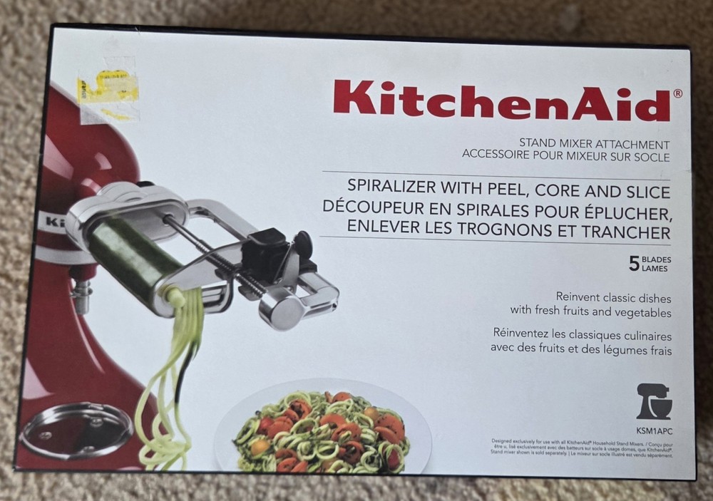 KitchenAid KSM1APC Spiralizer Attachment Peel Core Slice 5 Blades