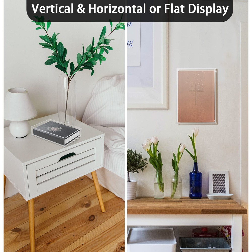Clear Display Case for Bible, Acrylic Wall Mount Vertical & Horizontal Displa...